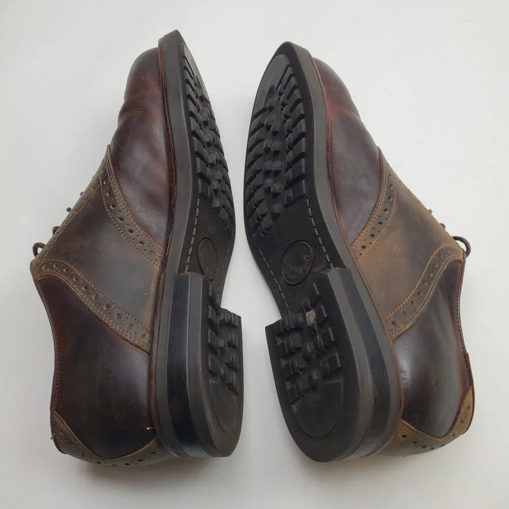 Johnston & Murphy Brown Leather Saddle Oxford Shoes Mens 10.5 Made in Italy M